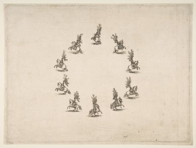 Kymmenen kavaleria muodostamassa ympyrän, 1652. tekijältä Stefano della Bella