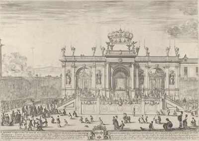 Pyhän sakramentin alttari vasemmalla, sakramentti katoksen alla, kannettuna p..., n. 1648. tekijältä Stefano della Bella