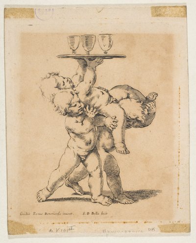 Kolme lasta tarjottimen kanssa, n. 1638. tekijältä Stefano della Bella