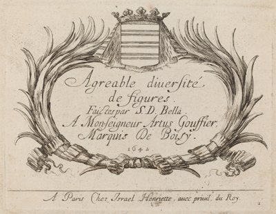 Figuurien monimuotoisuuden otsikkosivu, 1642. tekijältä Stefano della Bella