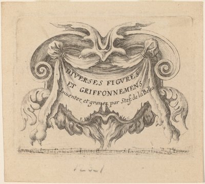Nimisivu erilaisille hahmoille ja doodleille, 1646. tekijältä Stefano della Bella