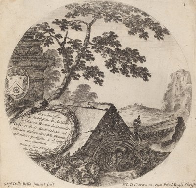 Rooman maisemien ja raunioiden otsikkosivu, 1646. tekijältä Stefano della Bella