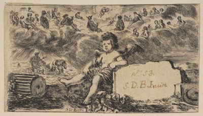 Nimisivu: Cupid, Game of Mythology Jeu de la Mythologie, 1644. tekijältä Stefano della Bella