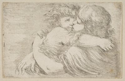 Kaksi lasta syleilee, n. 1662. tekijältä Stefano della Bella