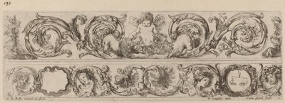 Kaksi koristebändiä Cupidon ja Heads of the Four Seasons kanssa, luultavasti vuodelta 1648. tekijältä Stefano della Bella
