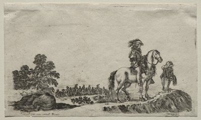 Erilaisia hahmoja ja maisemia: Kadonnut ratsastaja tiedustelemassa tietä, 1649. tekijältä Stefano della Bella