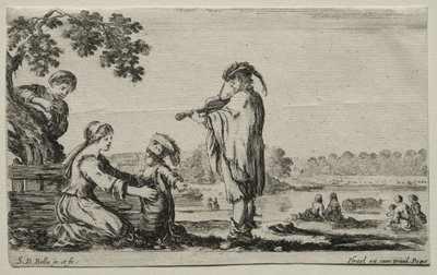 Erilaisia hahmoja ja maisemia: Viulunsoittaja, 1649. tekijältä Stefano della Bella