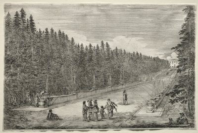 Näkymät Pratolinon huvilasta: Fountains Promenade. tekijältä Stefano della Bella