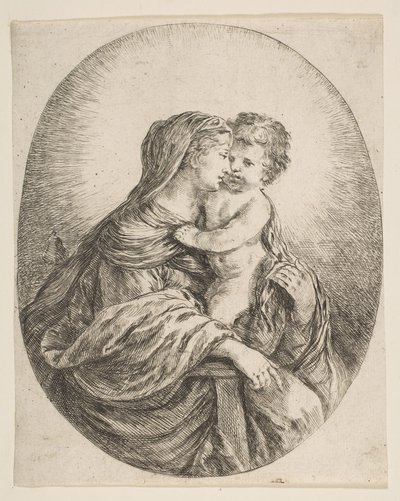 Neitsyt syleilemässä Kristuslapsia, n. 1641. tekijältä Stefano della Bella