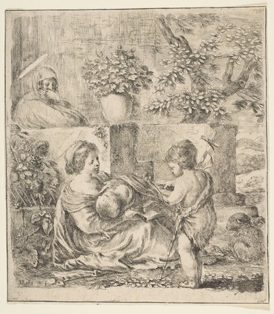 Neitsyt ja lapsi Pyhän Johannes Kastajan ja Pyhän Elisabetin kanssa, n. 1641. tekijältä Stefano della Bella