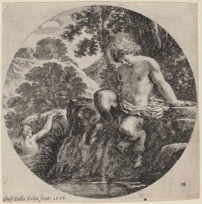 Nuori Satyr Bank of a Streamissa tekijältä Stefano della Bella