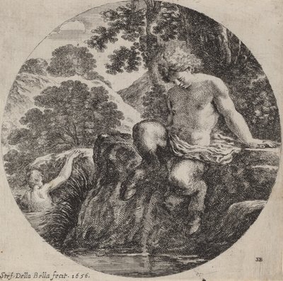 Nuori Satyr Bank of a Stream, 1656. tekijältä Stefano della Bella