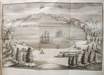 Näkymä Petropavlovskin satamaan, 1755 tekijältä Stepan Petrovich Krasheninnikov