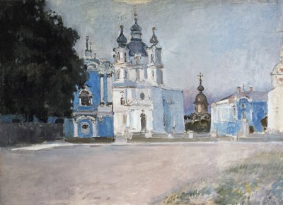 Le couvent Smolny a Saint Petersburg (El convent de Smolny a Sant Petersburg) - Pintura de Stepan Petrovich Yaremich (1869-1938/1939) - Oli sobre tela, principis del segle XX, art rus, principis del segle XX - State Hermitage, Sant Petersburg finès tekijältä Stepan Yaremich