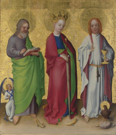 Pyhät Matteus, Katariina Aleksandrialainen ja evankelista Johannes, n. 1450 tekijältä Stephan Lochner