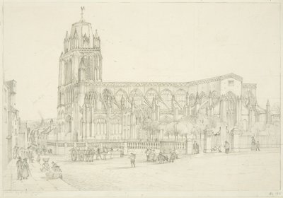 St Mary Redcliffe -kirkon etelänäkymä, n. 1835 (kynä paperille) tekijältä Stephen C. Jones
