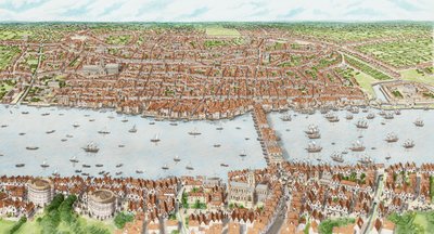 Jaakobilainen Lontoo (lapsia), noin 1603-1625 (tussi ja akvarelli) tekijältä Stephen Conlin