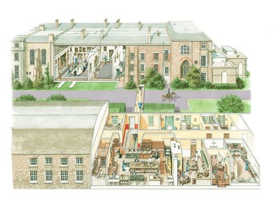 Petworth House, noin 1890-1914 (tussi ja akvarelli paperille). tekijältä Stephen Conlin