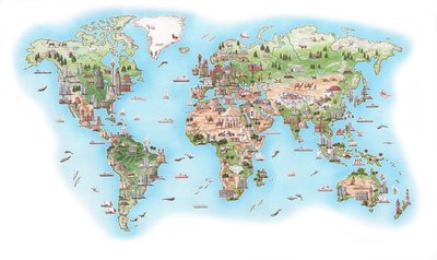 Kuvallinen maailmanatlas (piirretty 1998) tekijältä Stephen Conlin