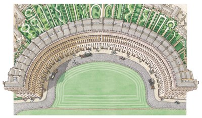 The Royal Crescent, Bath, noin 1780-1800 (tussi ja akvarelli). tekijältä Stephen Conlin