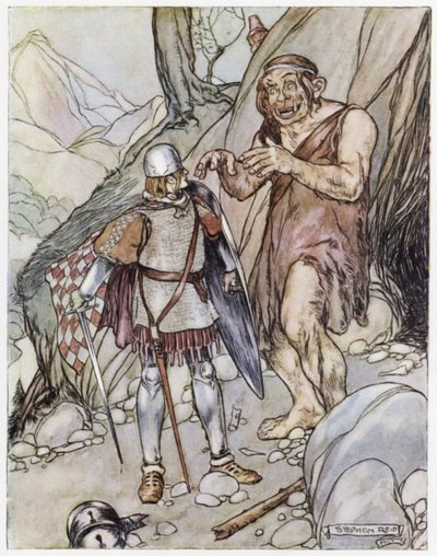 Kuvitus Siegfried the Dragon-Slayerille (väri litho) tekijältä Stephen Reid