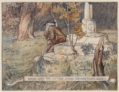 Oliver Goldsmithin kuvitus elokuvaan The Deserted Village (värilitografia). tekijältä Stephen Reid