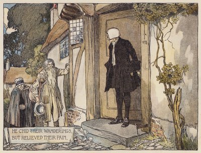 Oliver Goldsmithin kuvitus elokuvaan The Deserted Village (värilitografia). tekijältä Stephen Reid