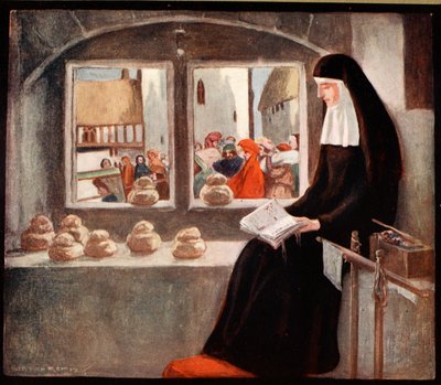 Lady Julian of Norwich, kuvitus Winifred M. Lettsin teoksesta "The Mighty Army", pub. 1912 (väri litho) tekijältä Stephen Reid