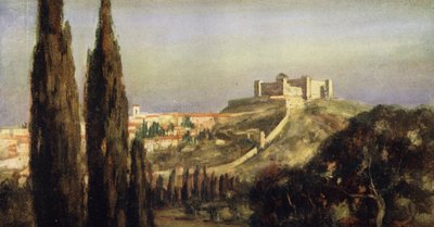 Spoleto, Pyhän Benedictuksen syntymäpaikka (väri litho) tekijältä Stephen Reid