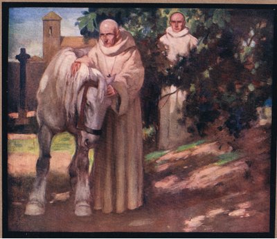 St Columba ja valkoinen hevonen (väri litho) tekijältä Stephen Reid