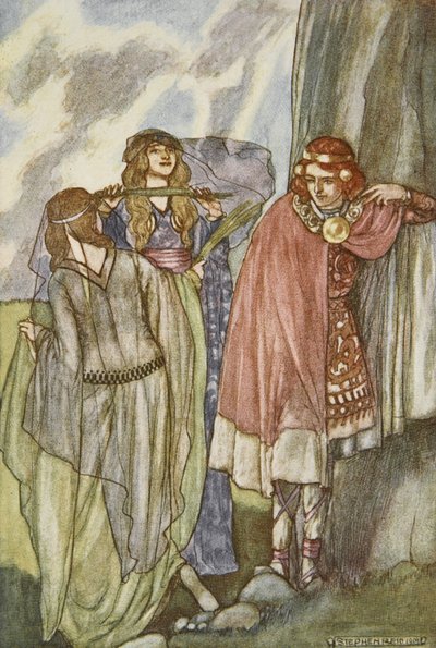 The Fairy Swan-Maidens, kuvitus teoksesta "Cuchulain, The Hound of Ulster", kirjoittanut Eleanor Hull (1860-1935) tekijältä Stephen Reid