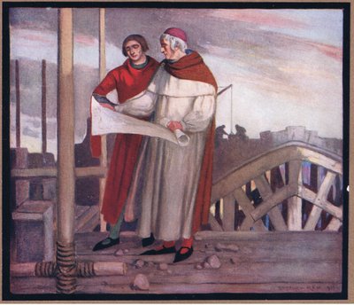 Winchesterin katedraalin rakennus (väri litho) tekijältä Stephen Reid
