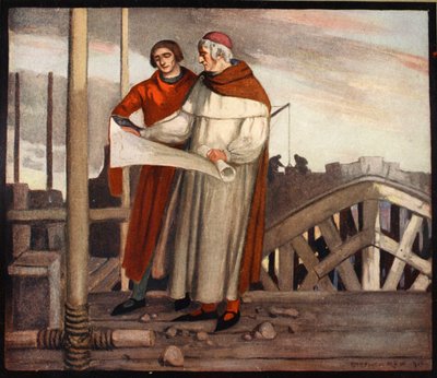 William of Wykeham, kuvitus Winifred M. Lettsin teoksesta "The Mighty Army", pub. 1912 (väri litho) tekijältä Stephen Reid