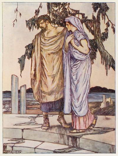 Zeus käski sateen loppua ja tulvien vetäytyä (värilitografia). tekijältä Stephen Reid