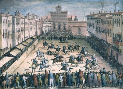 Hevosturnaus Piazza Santa Crocella, 1561-1562 tekijältä Stradanus