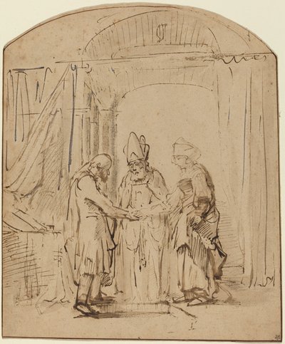 Pyhän Neitsyt kihlaus tekijältä Studio of Rembrandt van Rijn