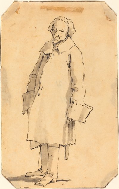 Pysyvä mies yllään upea takki ja saappaat tekijältä Style of Giovanni Battista Tiepolo