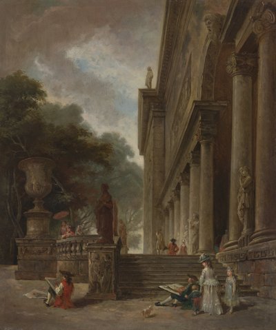 Medici-palatsin pylväikkö ja puutarhat tekijältä Style of Hubert Robert