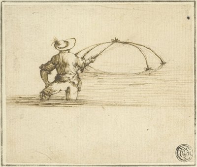 Kalastaja verkon kanssa tekijältä Style of Jacques Callot