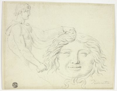 Perseus ja Gorgon pää tekijältä Style of Jacques Louis David