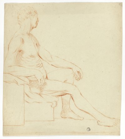 Istuva akateeminen miespuolinen alaston tekijältä Style of Jacques Louis David
