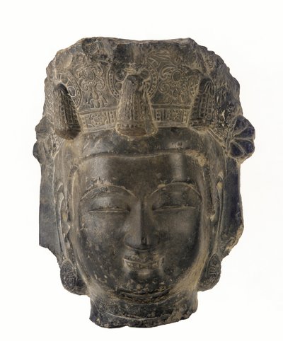 Bodhisattvan pää, 581-618 (tummanharmaa kalkkikivi) tekijältä Sui Dynasty Chinese School