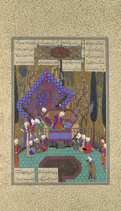 Zal Consults the Magi, Folio 73v Shahnama Book of Kingsistä..., n. 1530-35 tekijältä Sultan Muhammad