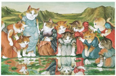 Kuvitus teoksesta Pre-Raphaelite Cats (julkaistu 1999). tekijältä Susan Herbert