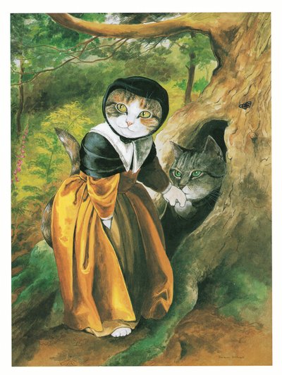Kuvitus teoksesta Pre-Raphaelite Cats (julkaistu 1999). tekijältä Susan Herbert