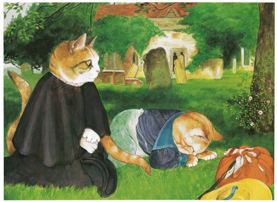 Kuvitus teoksesta Pre-Raphaelite Cats (julkaistu 1999). tekijältä Susan Herbert