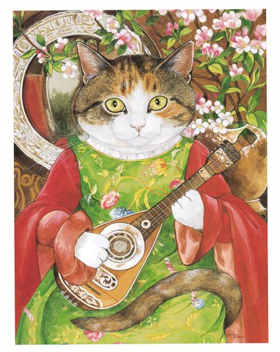 Kuvitus teoksesta Pre-Raphaelite Cats (julkaistu 1999). tekijältä Susan Herbert