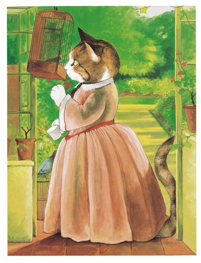 Kuvitus teoksesta Pre-Raphaelite Cats (julkaistu 1999). tekijältä Susan Herbert