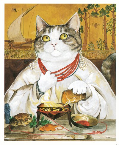 Kuvitus teoksesta Pre-Raphaelite Cats (julkaistu 1999). tekijältä Susan Herbert