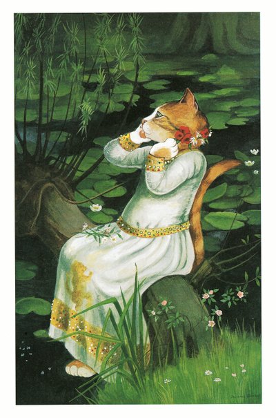 Kuvitus teoksesta Pre-Raphaelite Cats (julkaistu 1999). tekijältä Susan Herbert